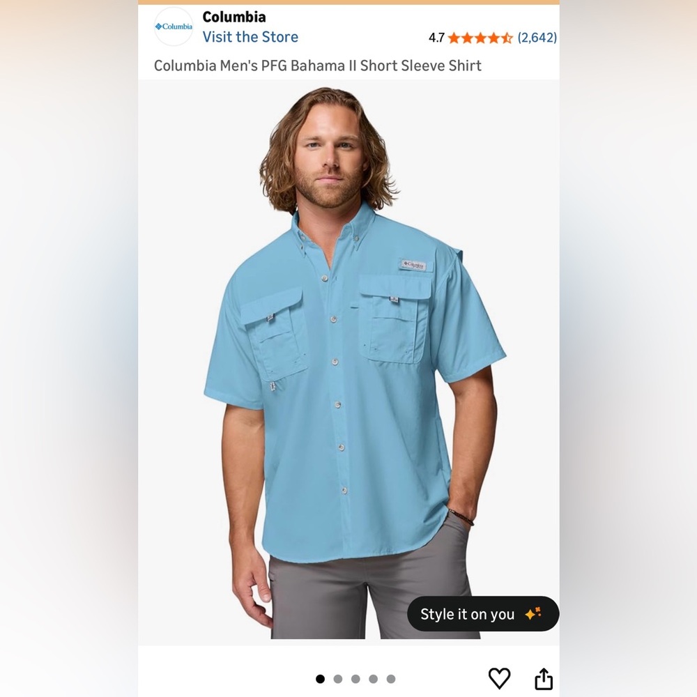NWT Columbia Men's Bahama Shirt - Blue